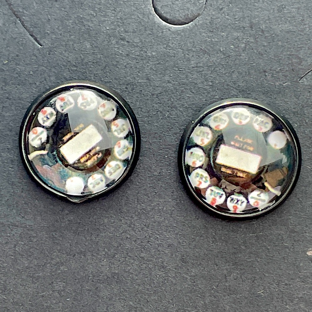 📞 Vintage telephone dial black Stud Earrings phone